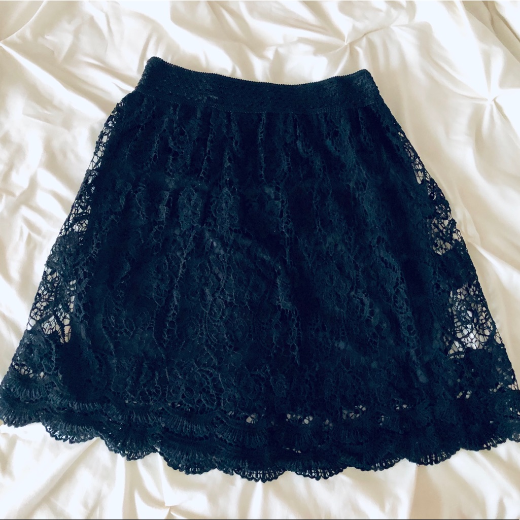 Black Lace A-Line Skirt